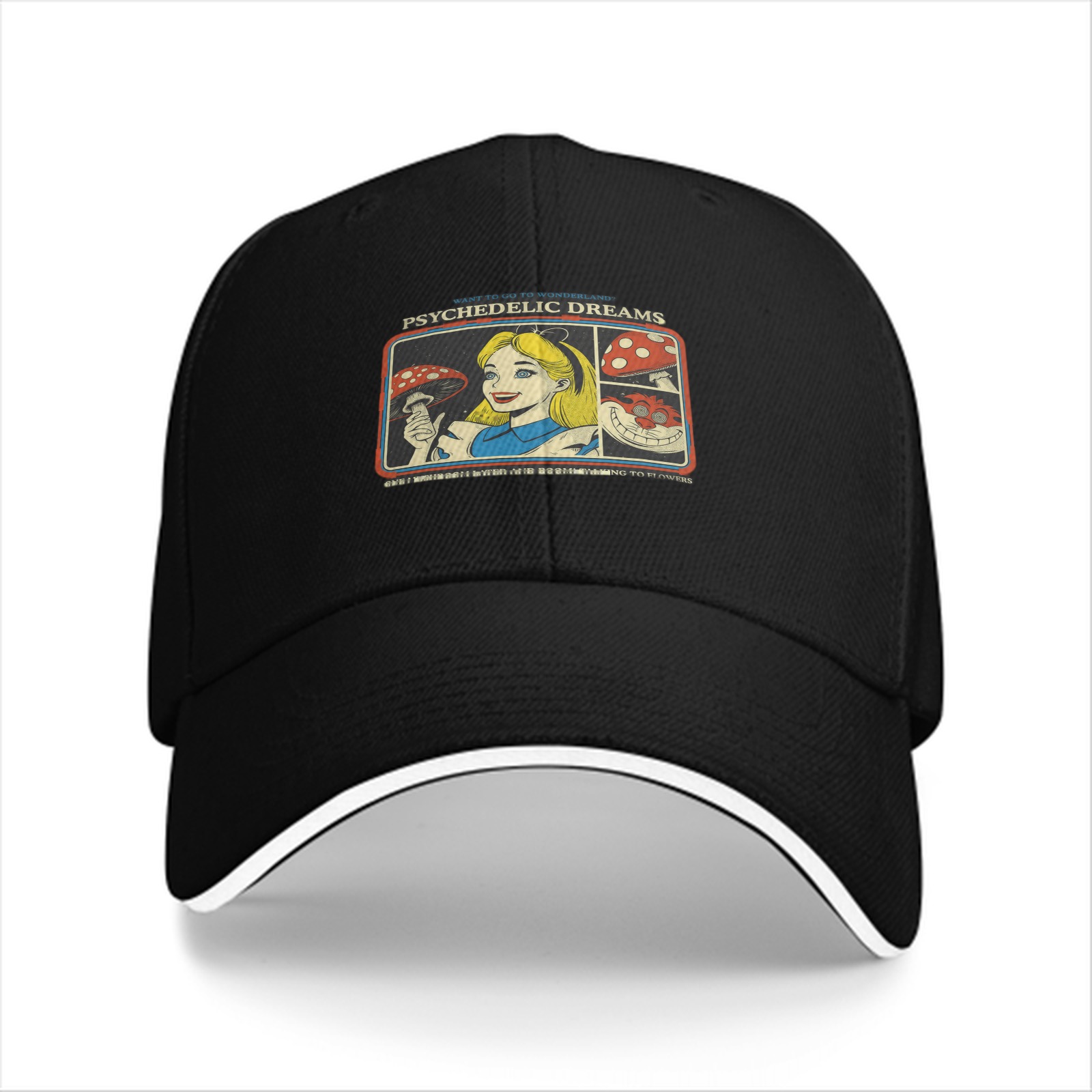 Psychedelic Dreams Alice in Wonderland Graphic Baseball Cap