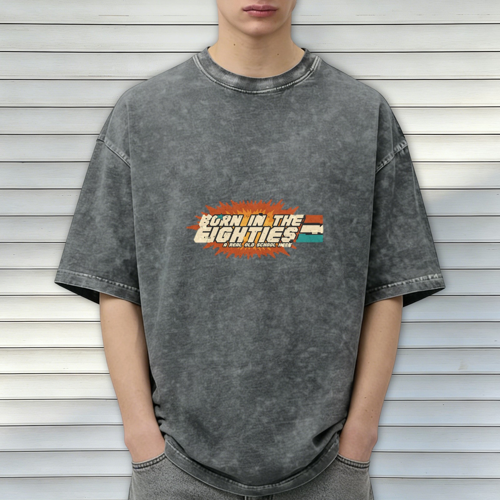Vintage Born in the Eighties Graphic Washed T-Shirt