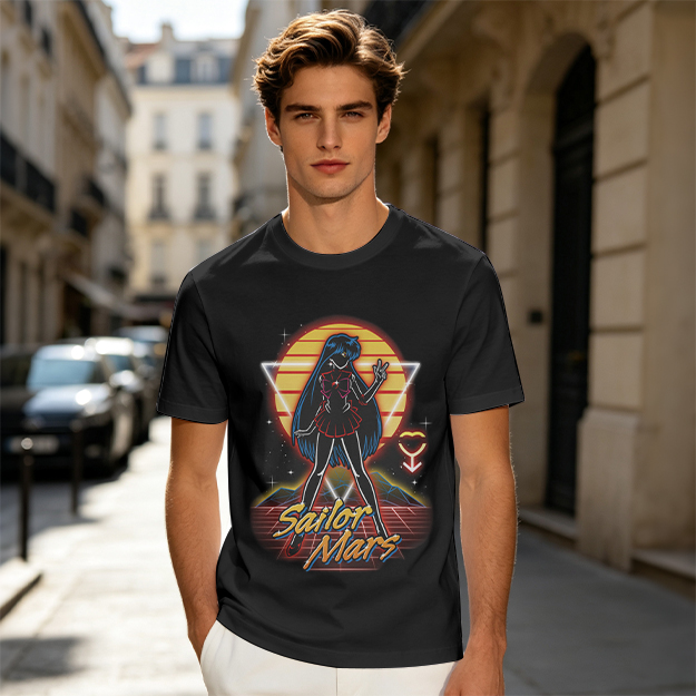 Sailor Mars Retro Synthwave Graphic T-Shirt Design