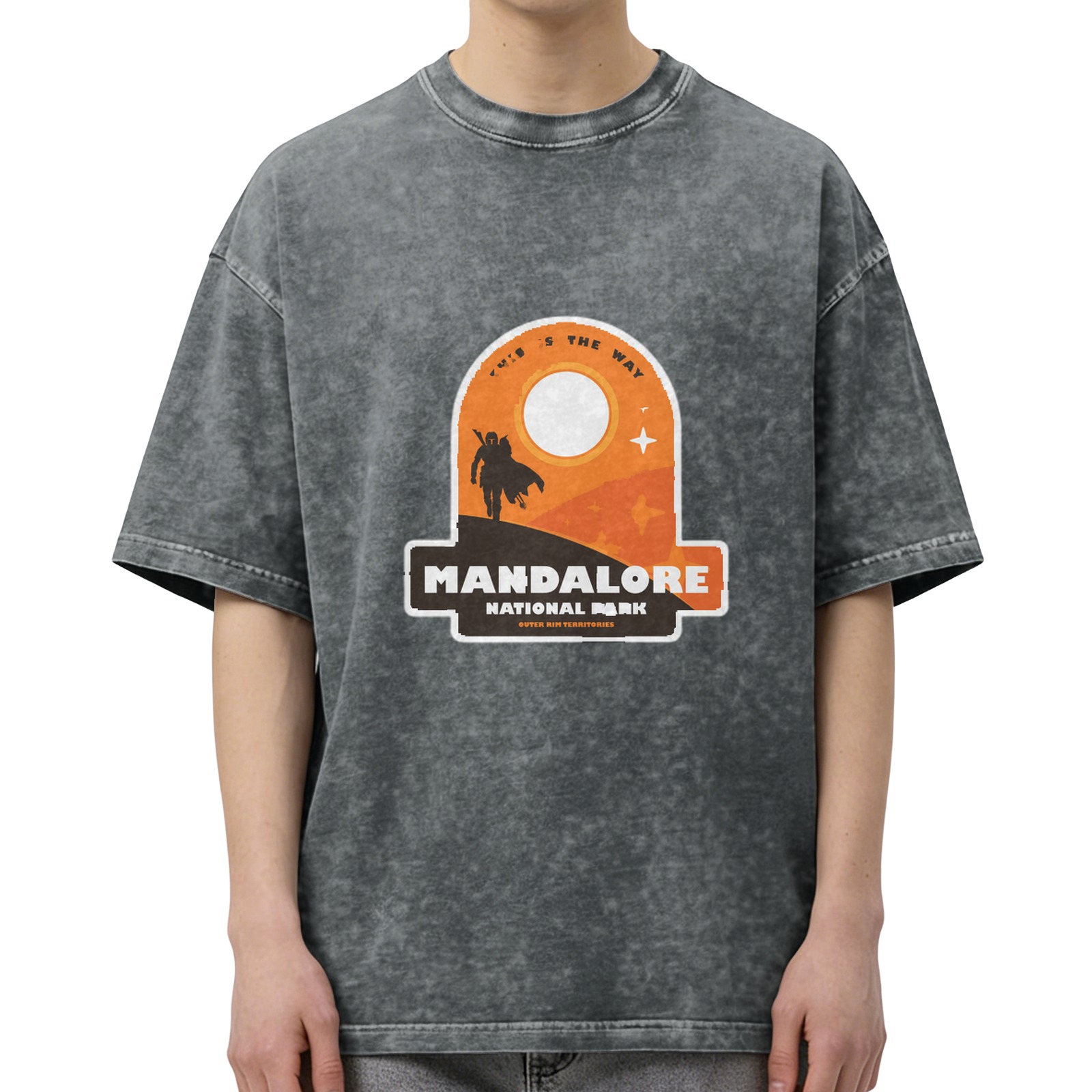 Mandalore National Park Star Wars Themed Acid Wash Oversized T-Shirt