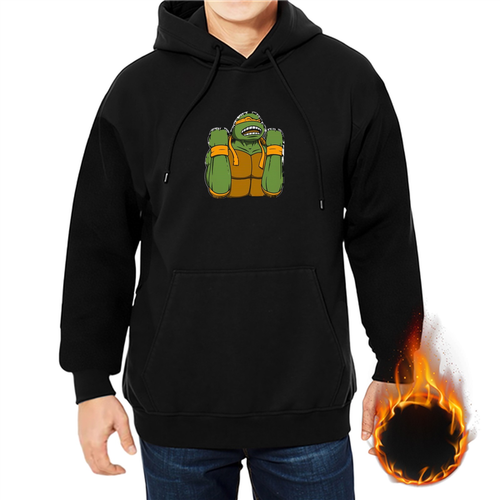 Black Hoodie With Michelangelo Teenage Mutant Ninja Turtles Graphic
