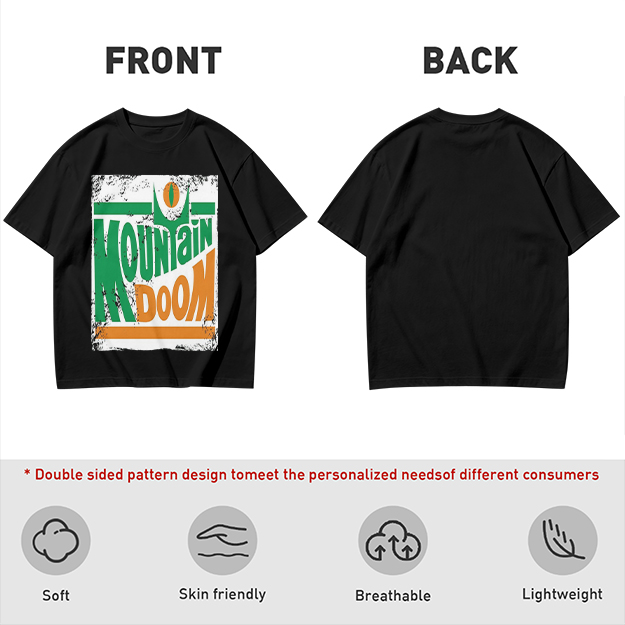 Olive T-shirt with Mountain Doom Themed Graphic Print