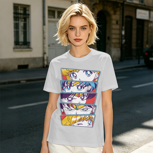 Olive Anime Sailor Moon Character Eyes Graphic T-Shirt