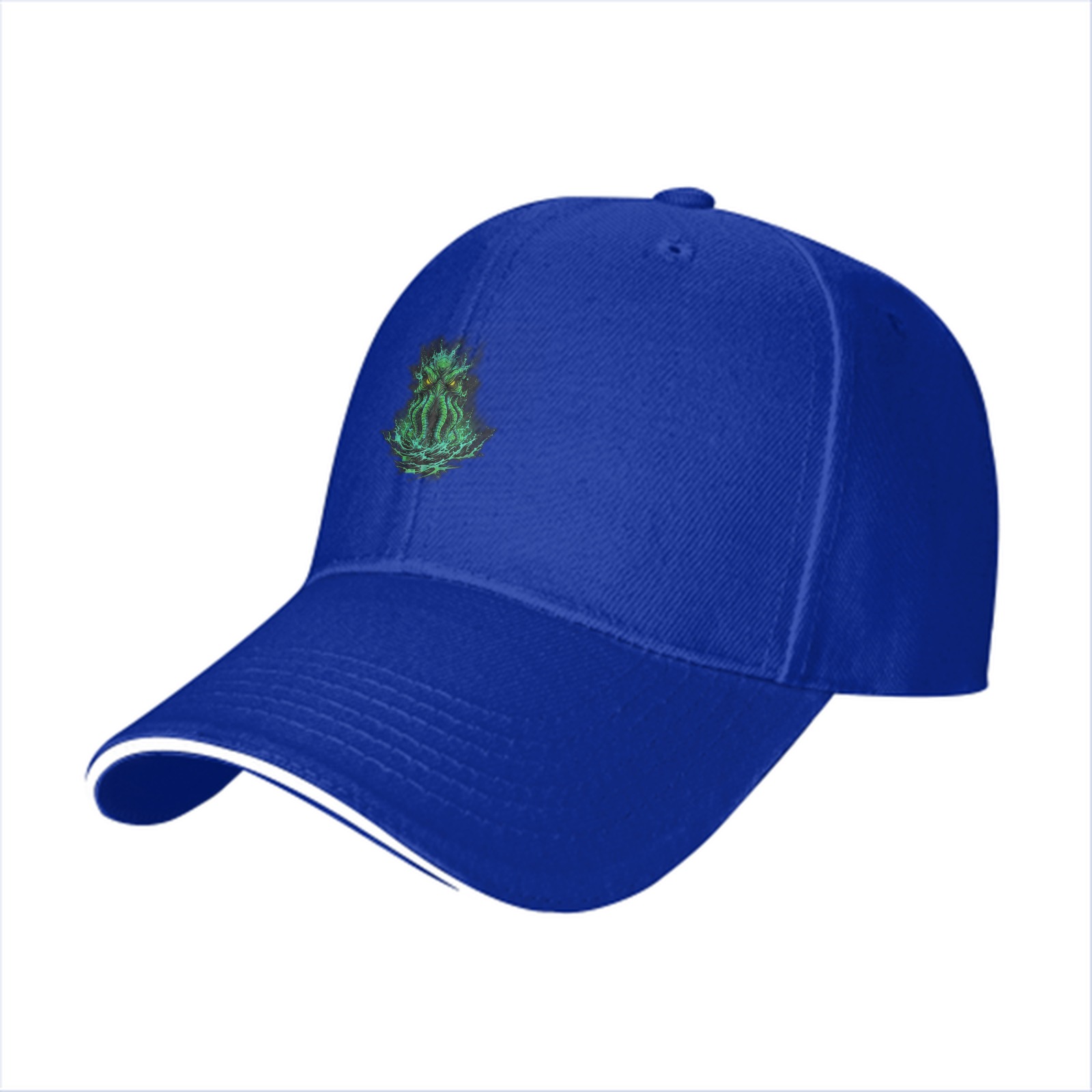 Black baseball cap with glowing green Cthulhu artwork
