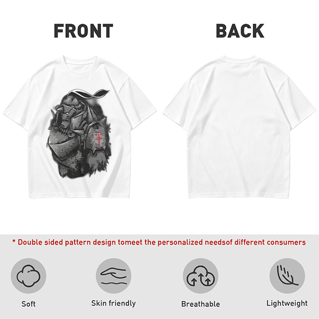 Olive T-shirt with Fullmetal Alchemist Alphonse Armor Graphic