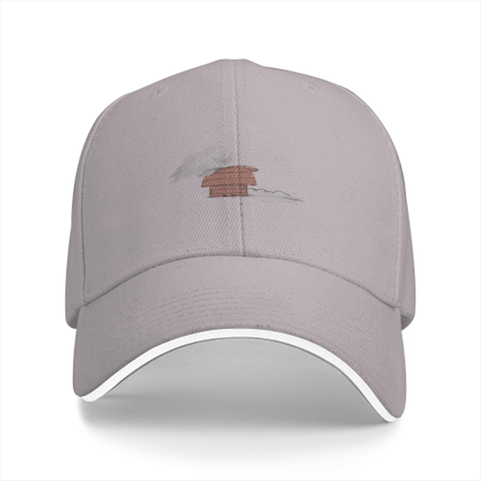 Black Baseball Cap With Small Red House Graphic Design