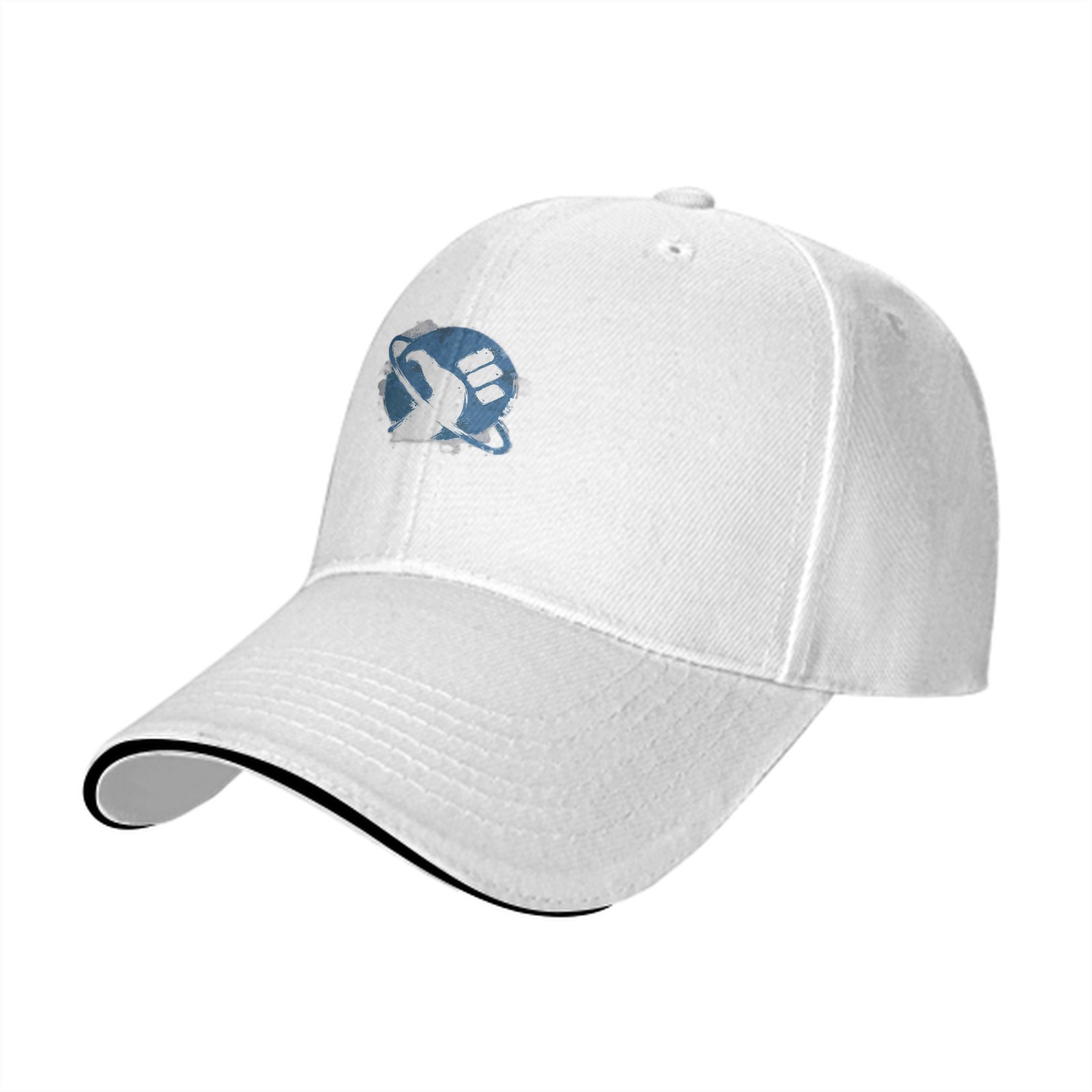 Black Baseball Cap With Blue Fist Planet Graphic Design