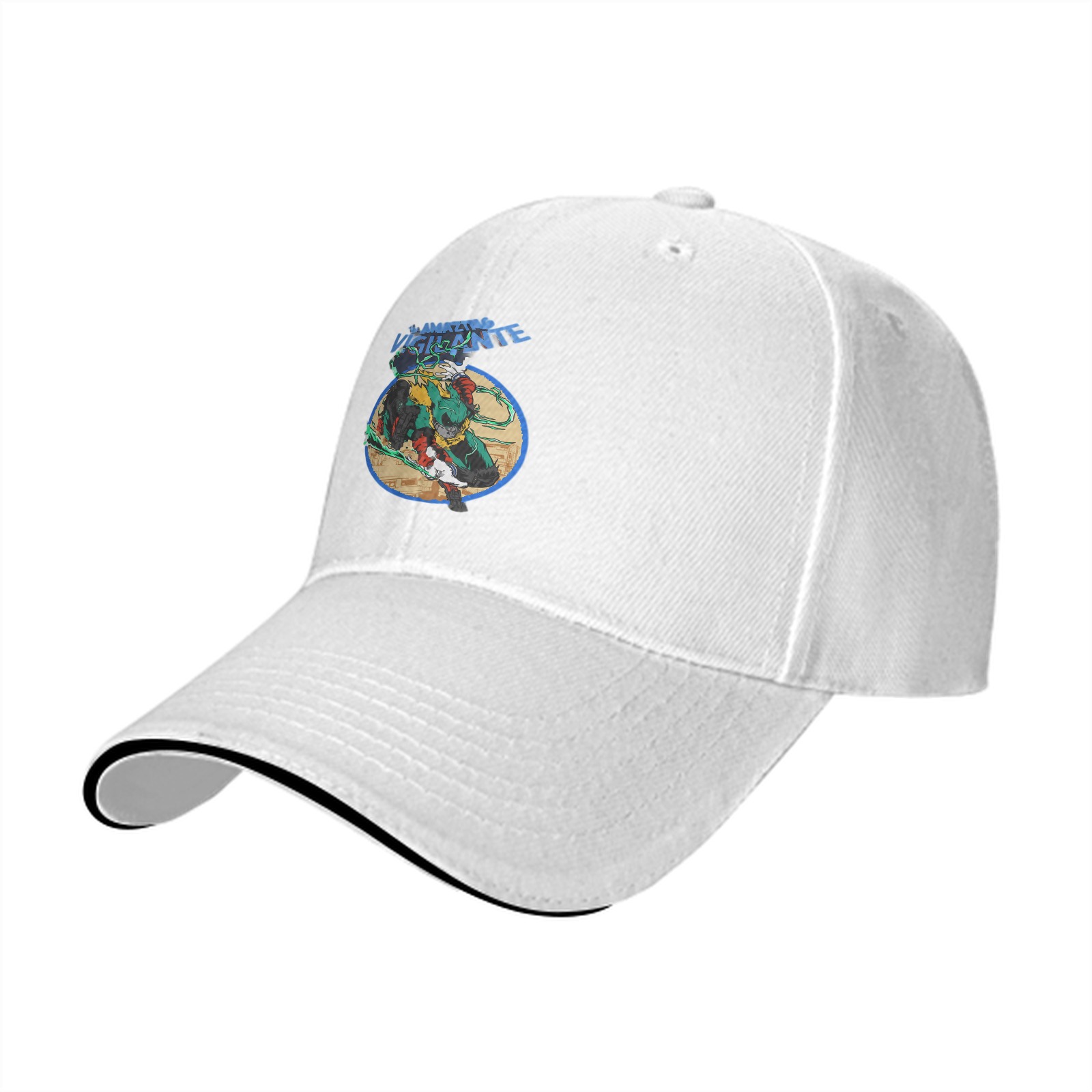 Black baseball cap with vigilante graphic print