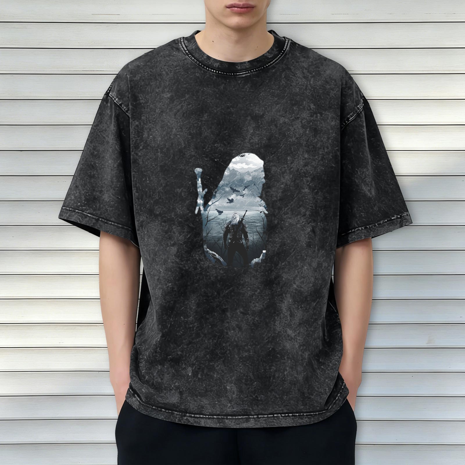 Witcher Silhouette Graphic Vintage Wash T-Shirt