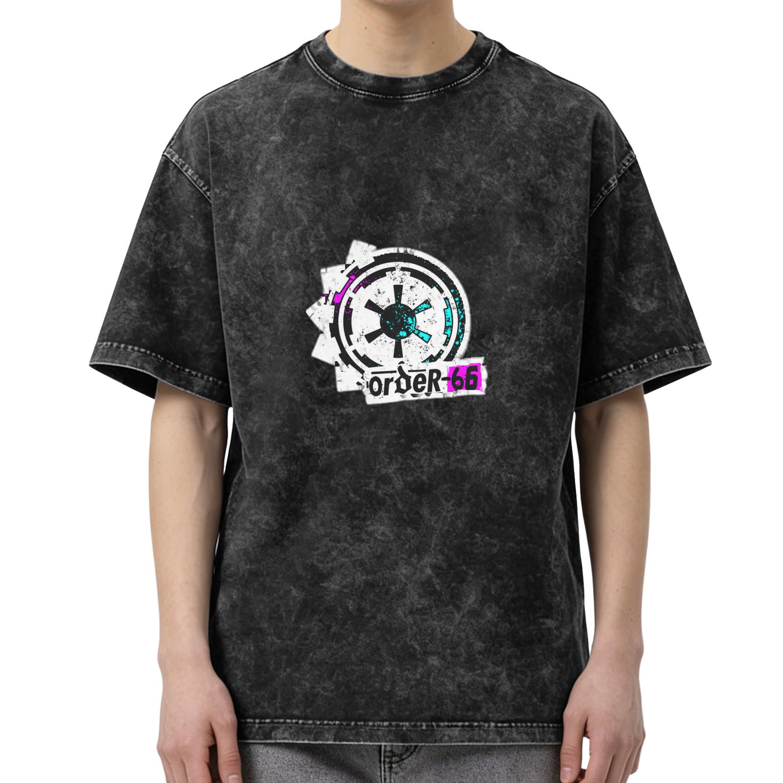 Washed Black Graphic T-Shirt with Order 66 Imperial Logo
