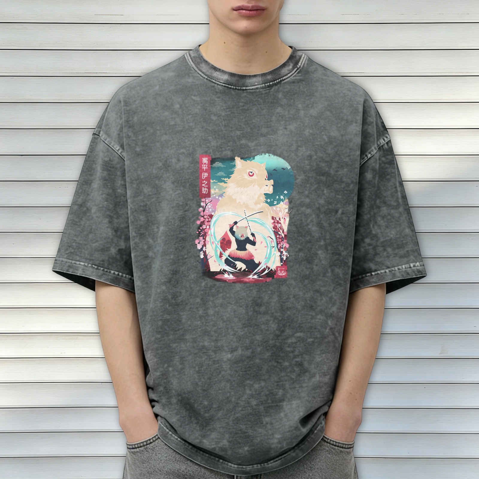 Demon Slayer Inosuke Hashibira Graphic Stone Wash T-Shirt