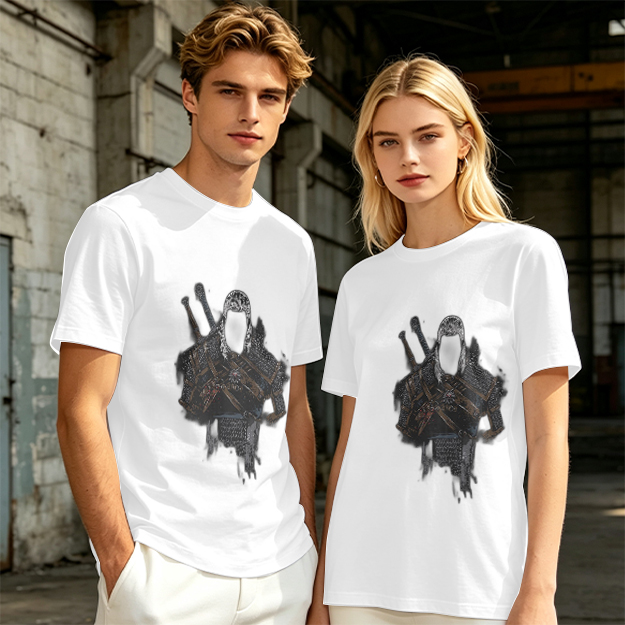 Olive Green T-Shirt With Witcher Inspired Armor Print
