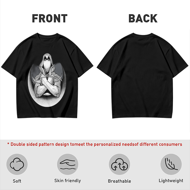 Olive T-shirt with Moon Knight Crossed Arms Graphic Print
