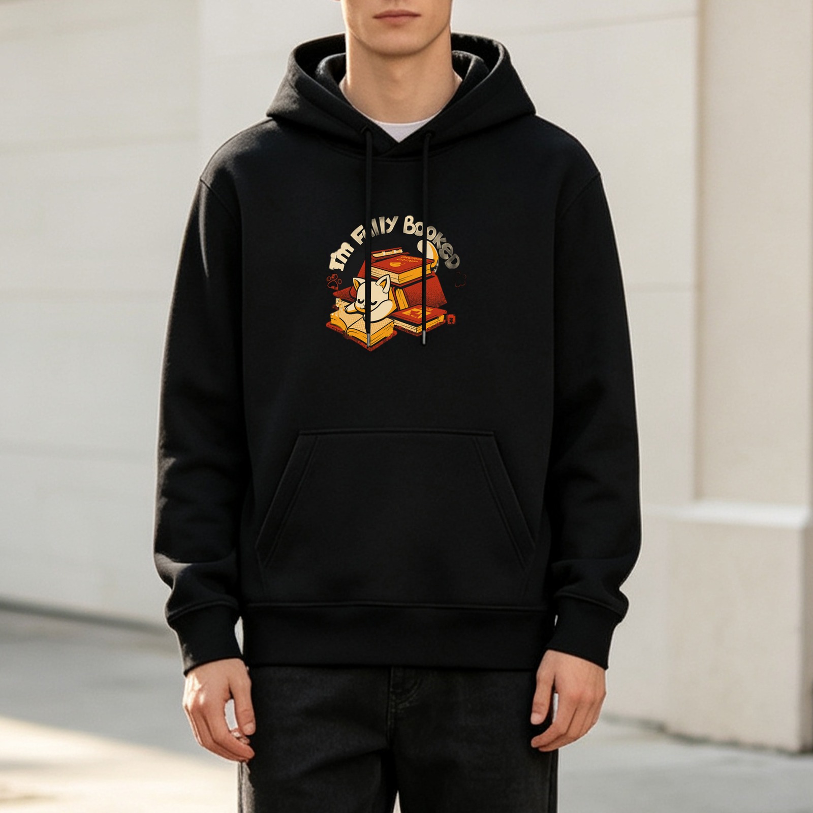 I'm Fully Booked Cat and Books Graphic Hoodie