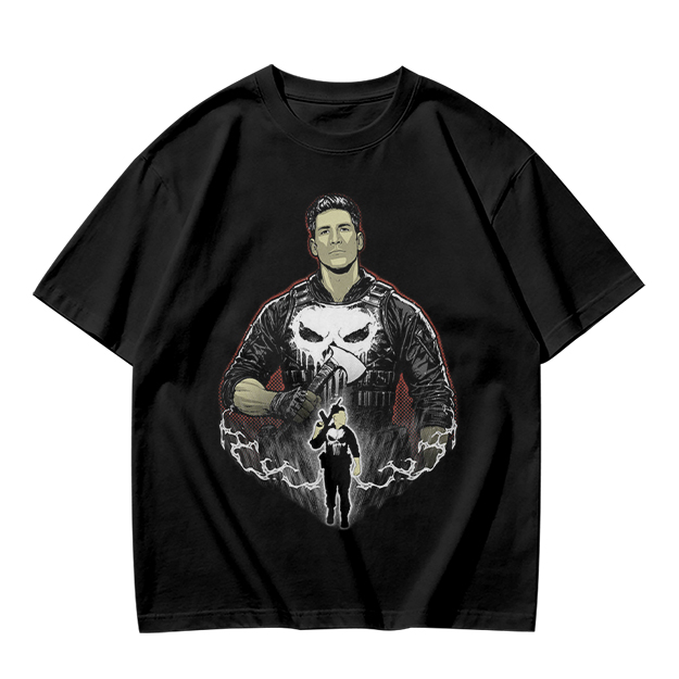Olive T-shirt with Punisher Skull Graphic Art Print