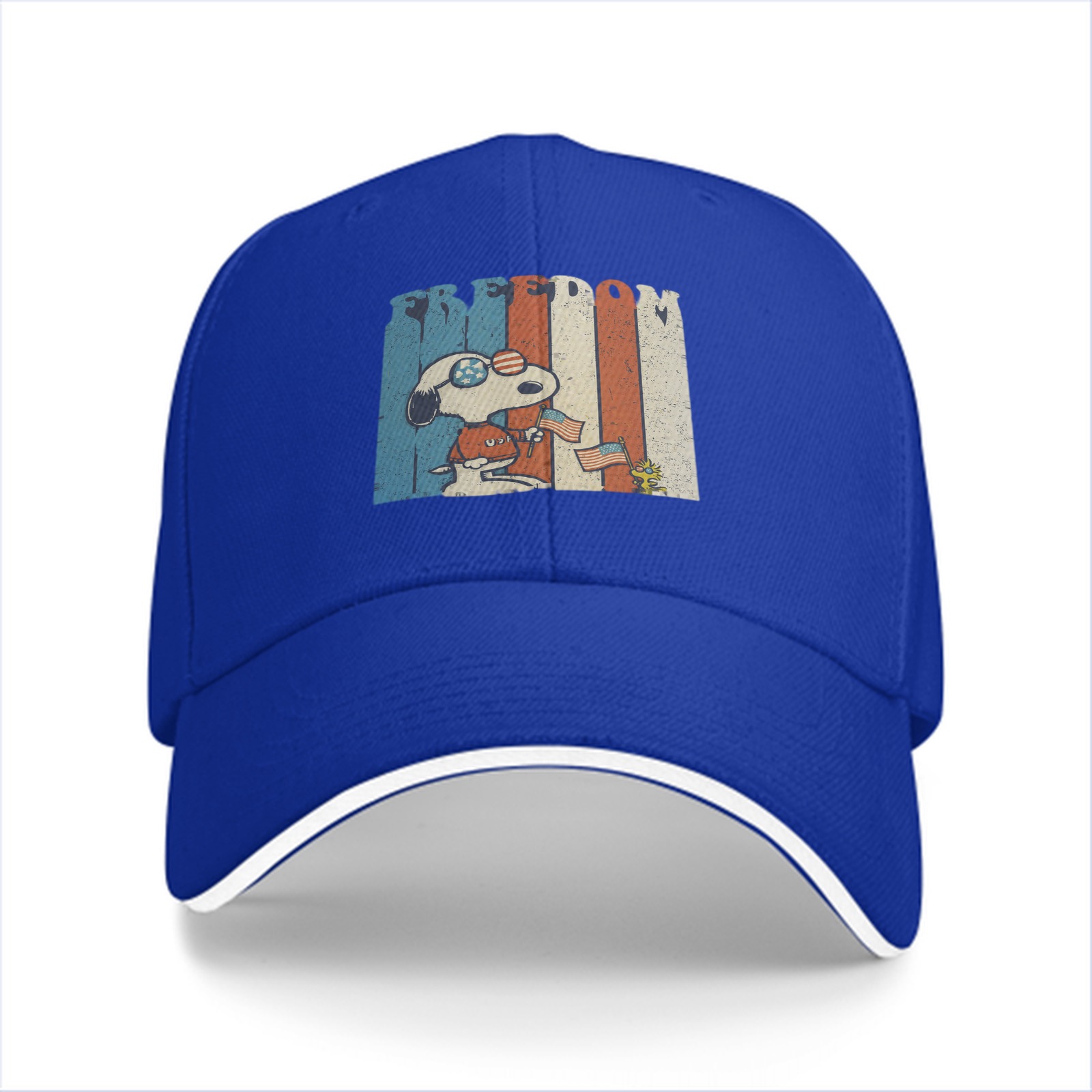 Black baseball cap with Snoopy Freedom patriotic graphic design
