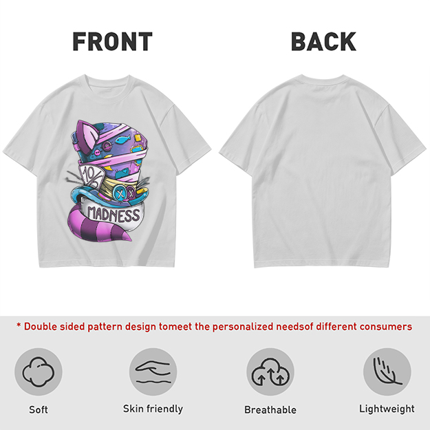 Olive T-Shirt With Mad Hatter Cheshire Cat Madness Graphic