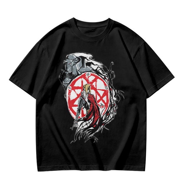 Olive Anime Graphic T-Shirt With Transmutation Circle Design