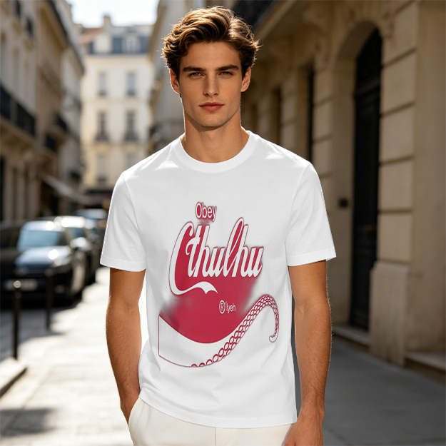Obey Cthulhu Graphic Print Olive Green T-Shirt
