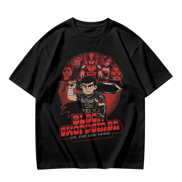 Black Swordsman vs God Hand Anime Graphic T-Shirt