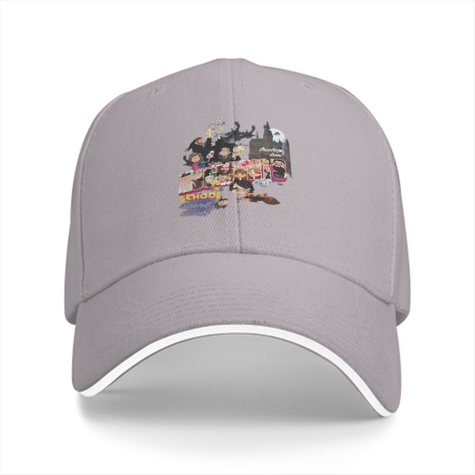 Black Baseball Cap with Wizard School Themed Character Print