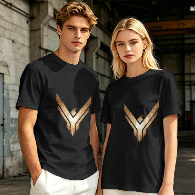 Olive Green T-Shirt With Gold Winged Emblem Graphic