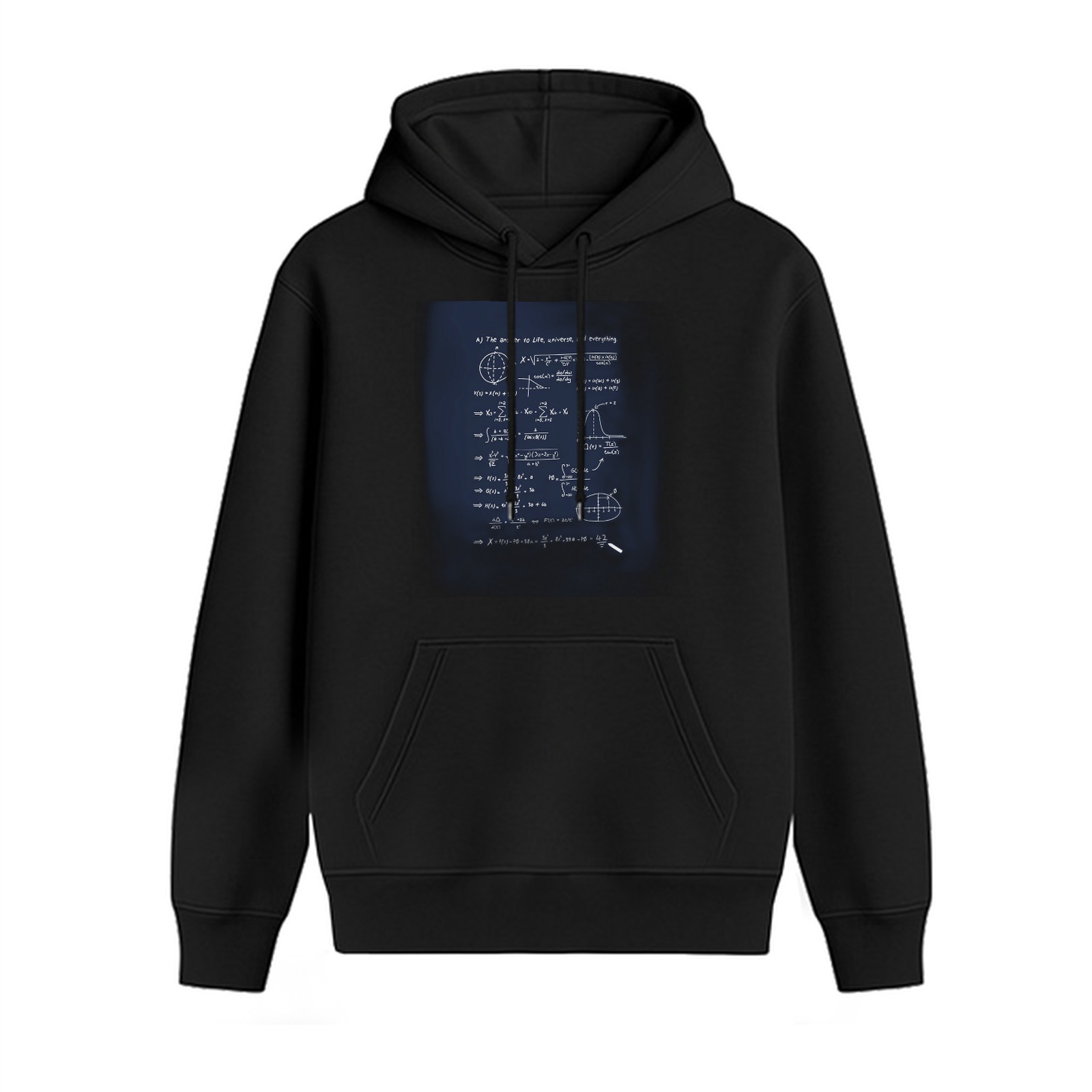 Black Hoodie with Math and Science Formula Print
