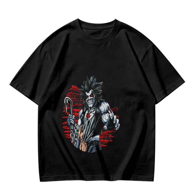 Olive T-shirt with Lobo Comic Character Graphic Print
