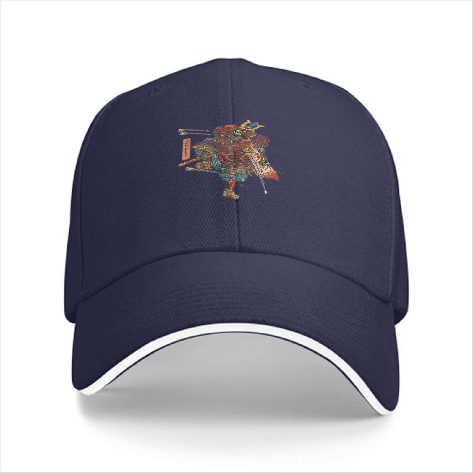 Black Baseball Cap with Traditional Samurai Warrior Graphic