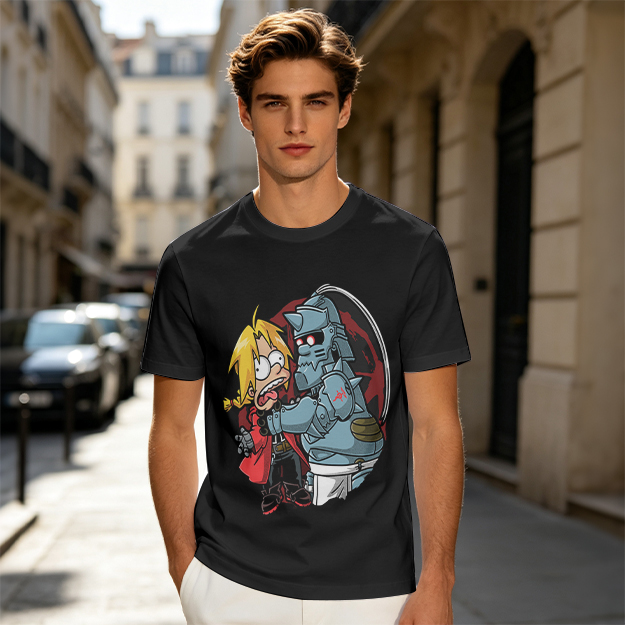 Fullmetal Alchemist Elric Brothers Cartoon Graphic T-Shirt