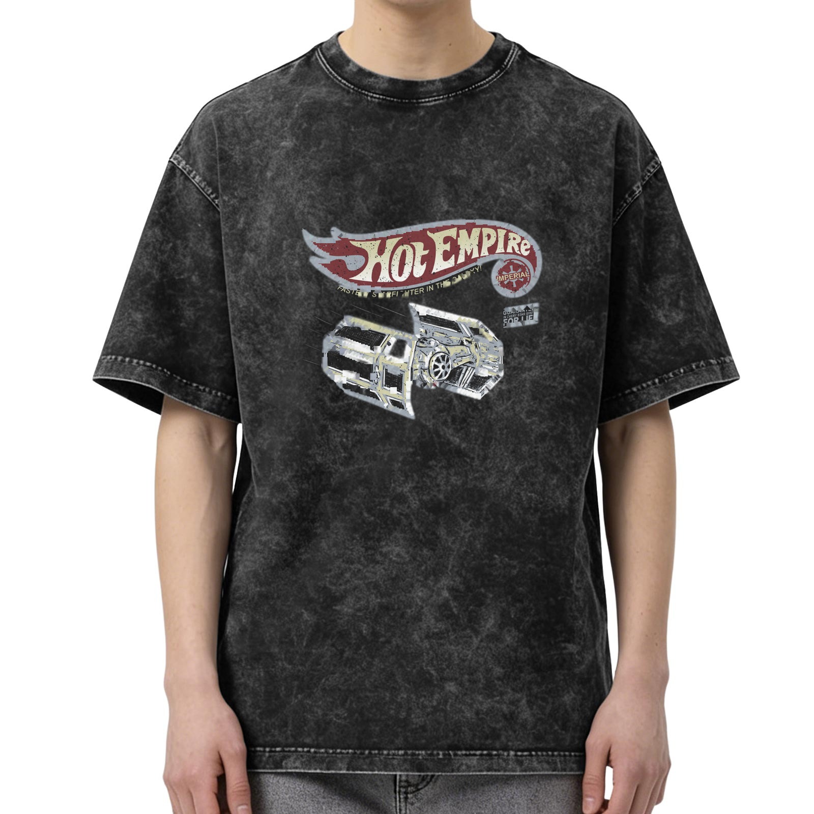 Washed Black Graphic T-Shirt with Hot Empire Car Print