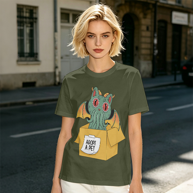 Adopt a Pet Cthulhu Cat Monster Graphic T-Shirt