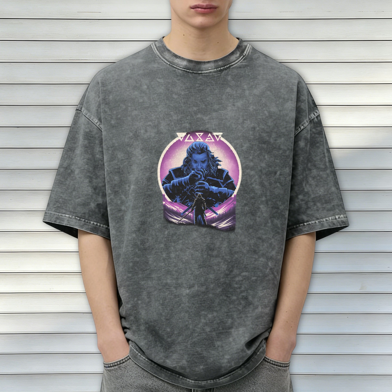 Viking Warrior Graphic Stonewashed T-Shirt