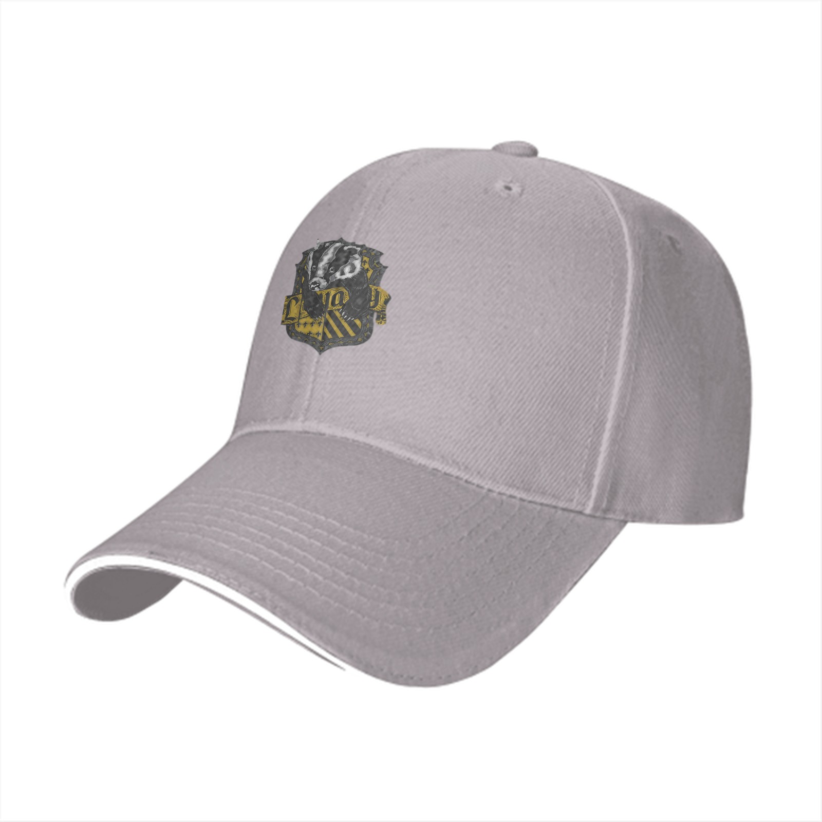 Black Baseball Cap With Hufflepuff Badger Crest Design