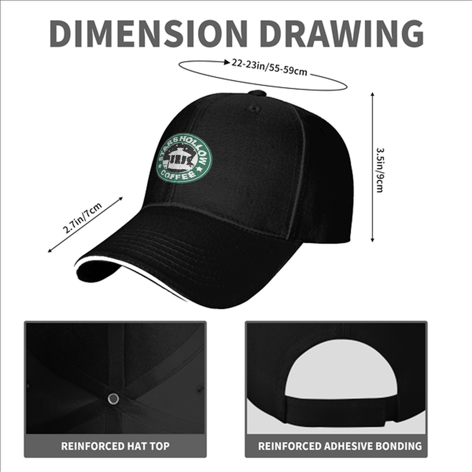 Black Baseball Cap With Stars Hollow Coffee Logo