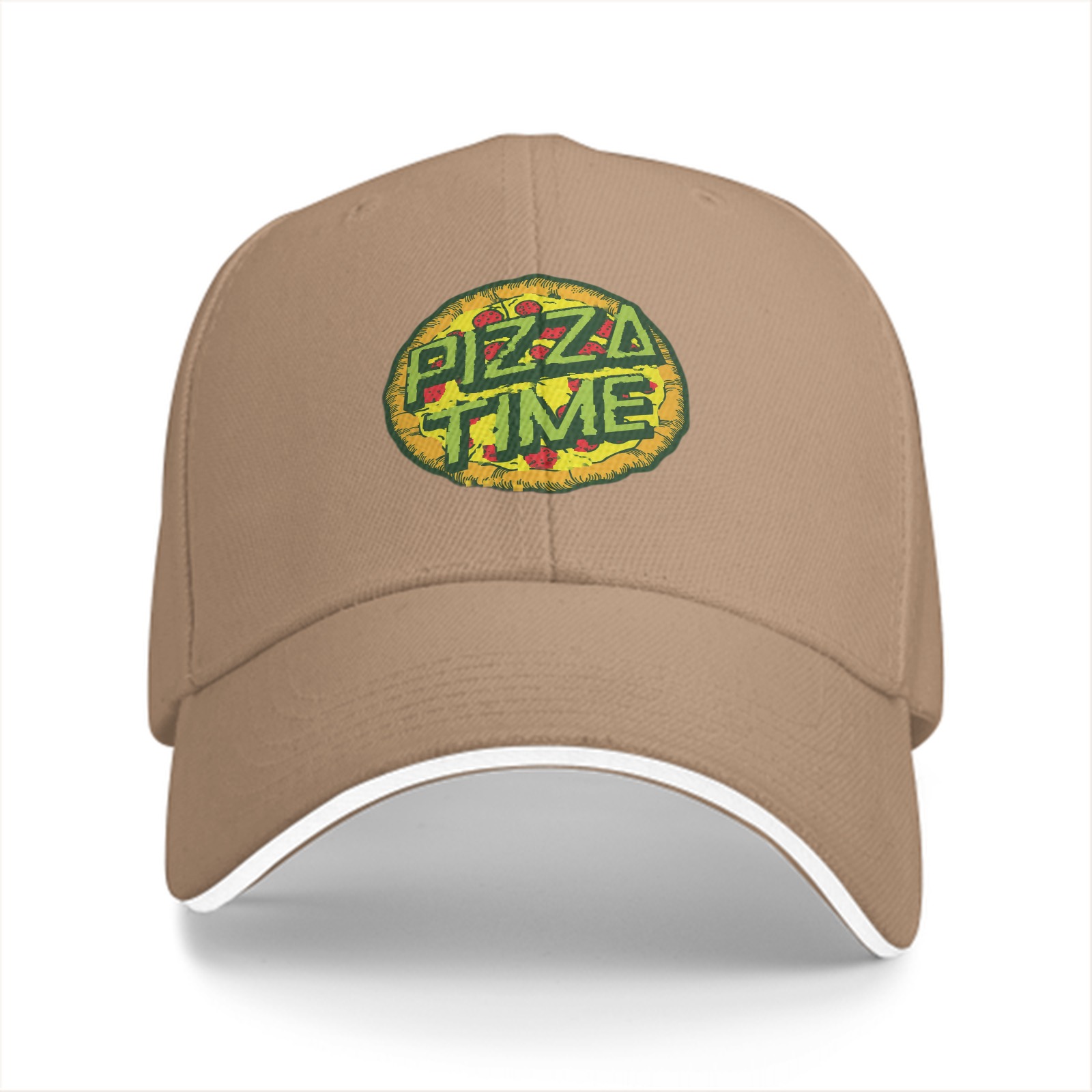 Black Baseball Cap With Pizza Time Graphic Design