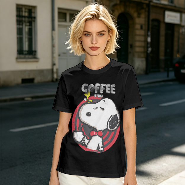 Olive Green Snoopy Coffee Is Best Graphic T-Shirt