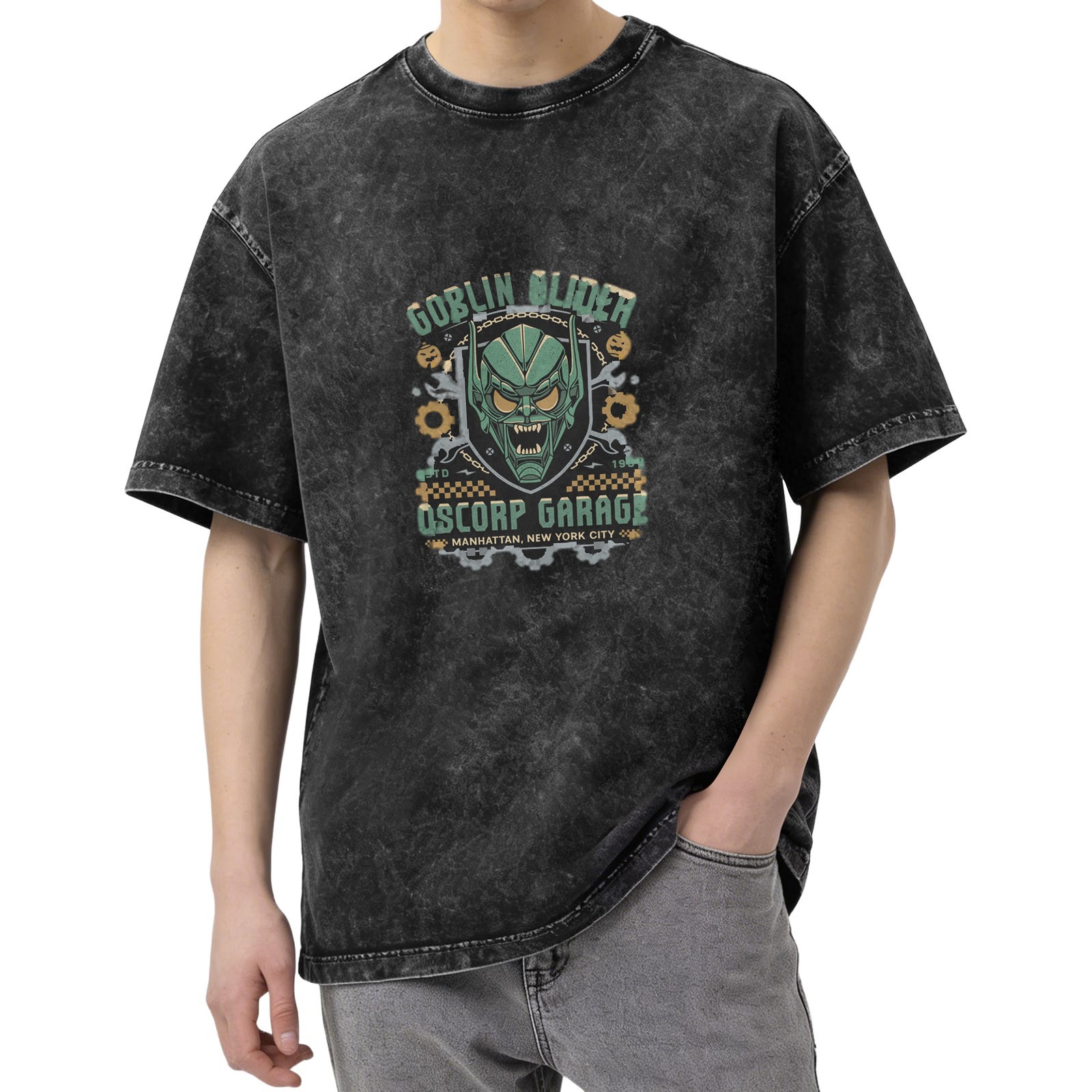 Oscorp Garage Goblin Glider Vintage Washed Graphic T-Shirt