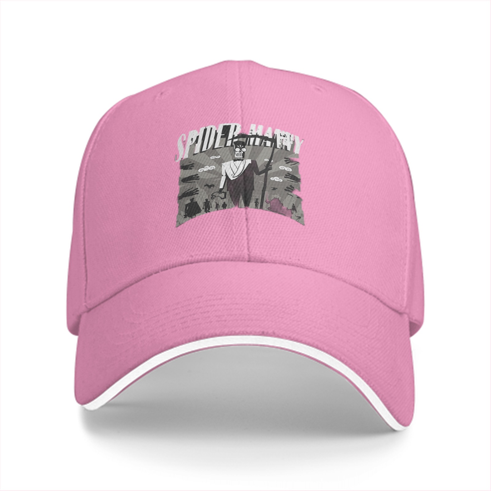 Black baseball cap with Spider Manny graphic print