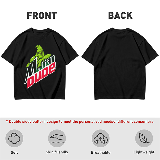 Olive T-Shirt with Grinch Mountain Dude Graphic Print