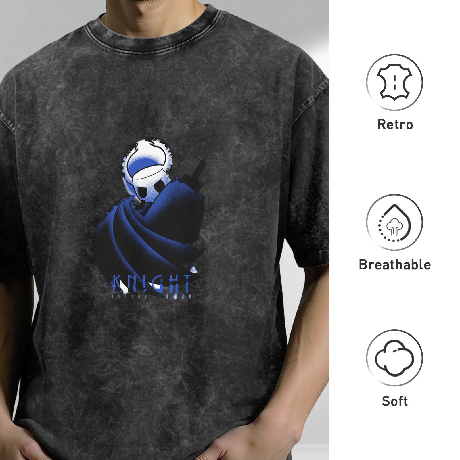 Washed black graphic t-shirt with knight character print