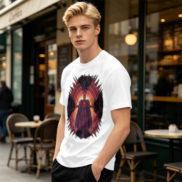 Olive T-Shirt With Superhero Villain Graphic Print