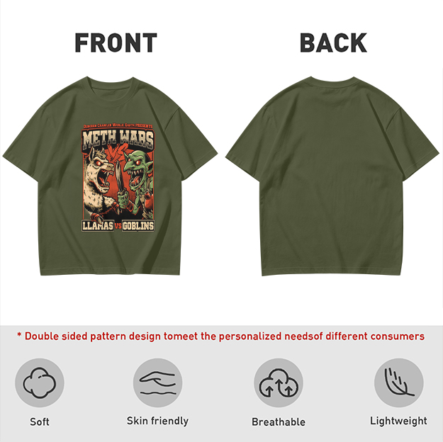 Meth Wars Llamas vs Goblins Graphic T-Shirt
