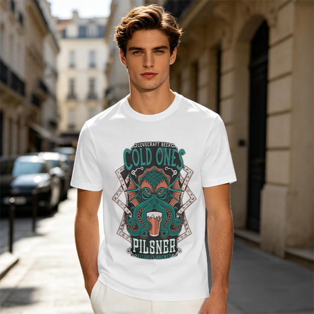 Cold Ones Pilsner Lovecraft Beer Octopus Graphic T-Shirt