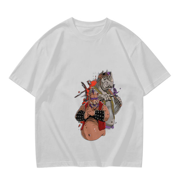 Olive Green T-Shirt with Bebop and Rocksteady Graphic Print