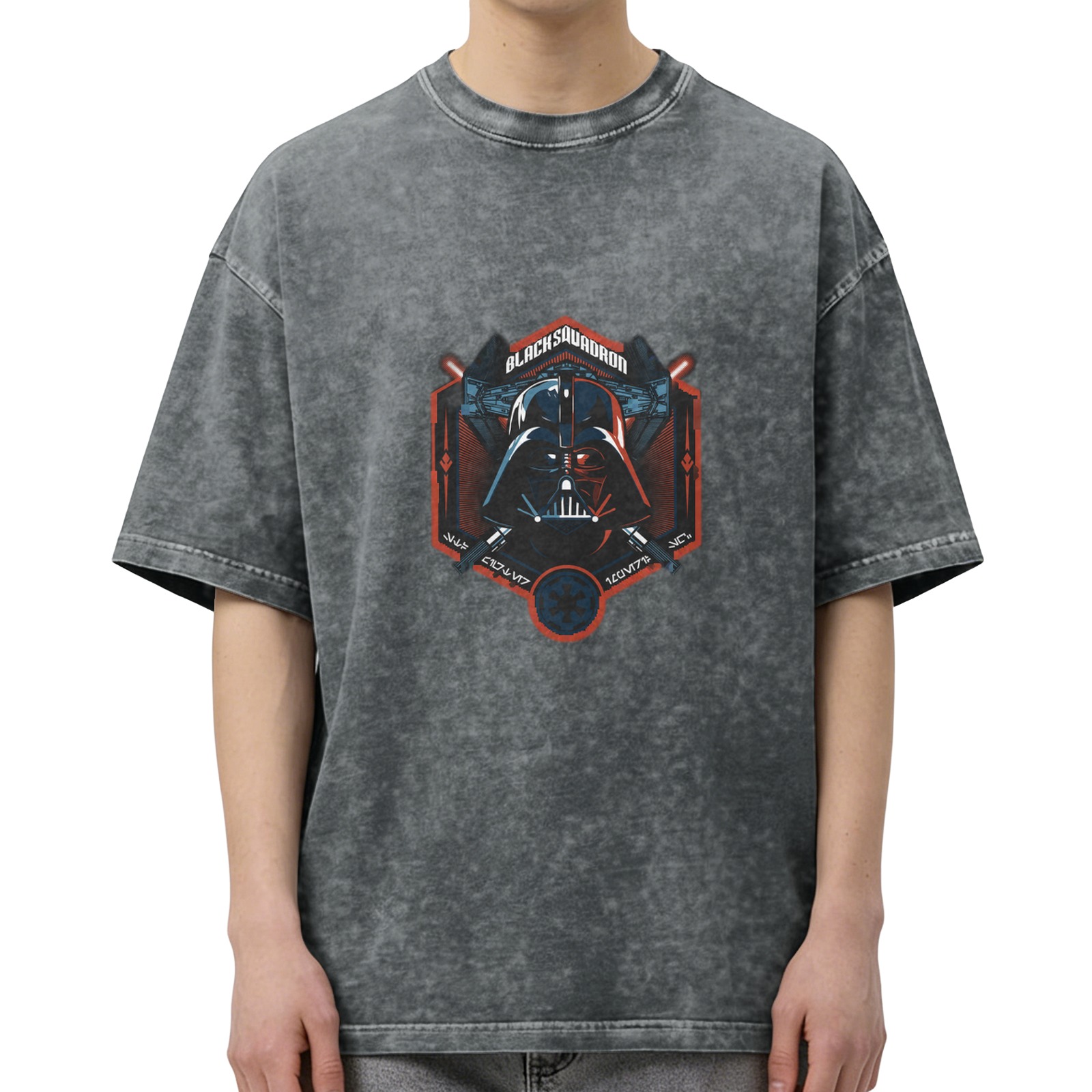 Star Wars Darth Vader Black Squadron Graphic Acid Wash T-Shirt