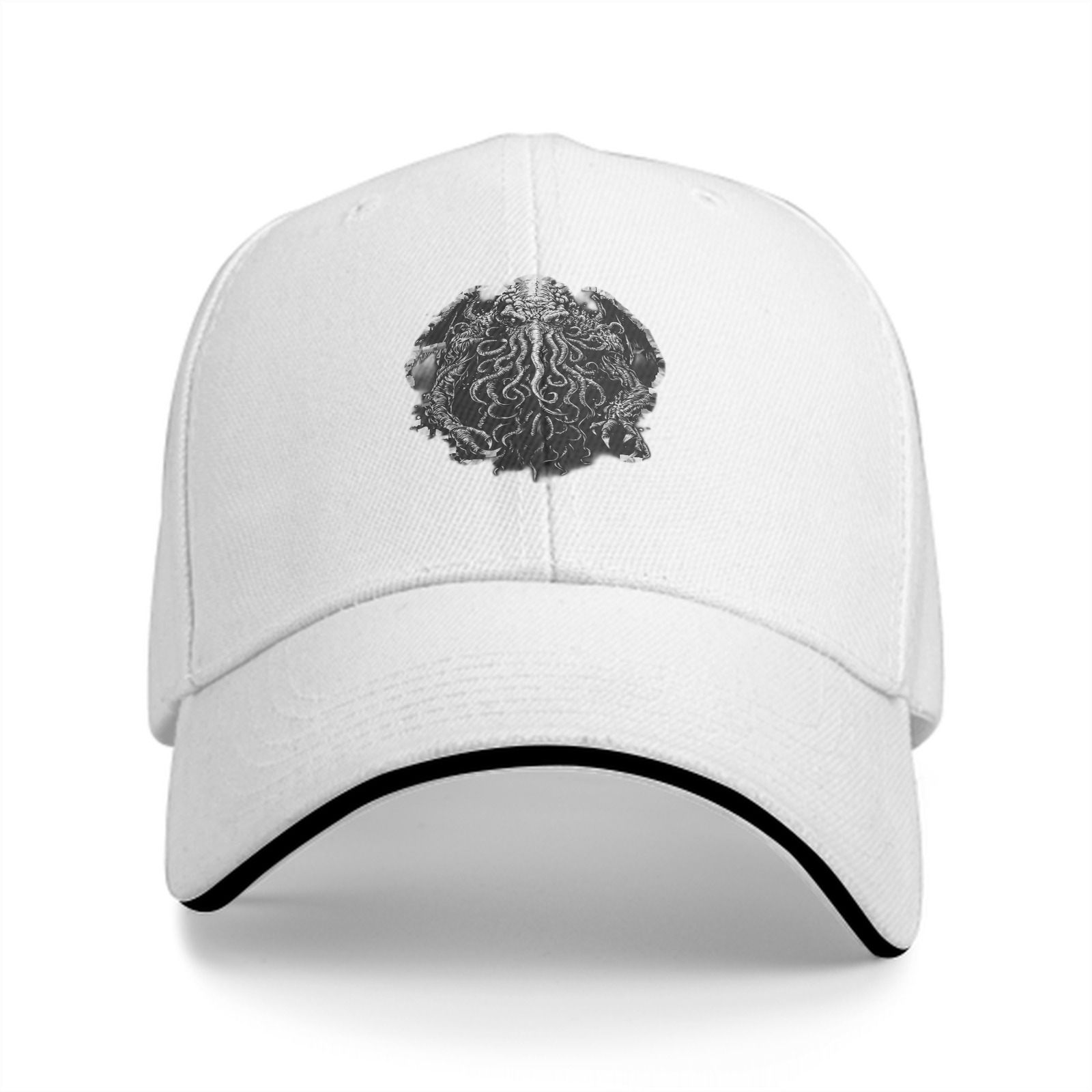 Black Baseball Cap With Cthulhu Octopus Monster Graphic