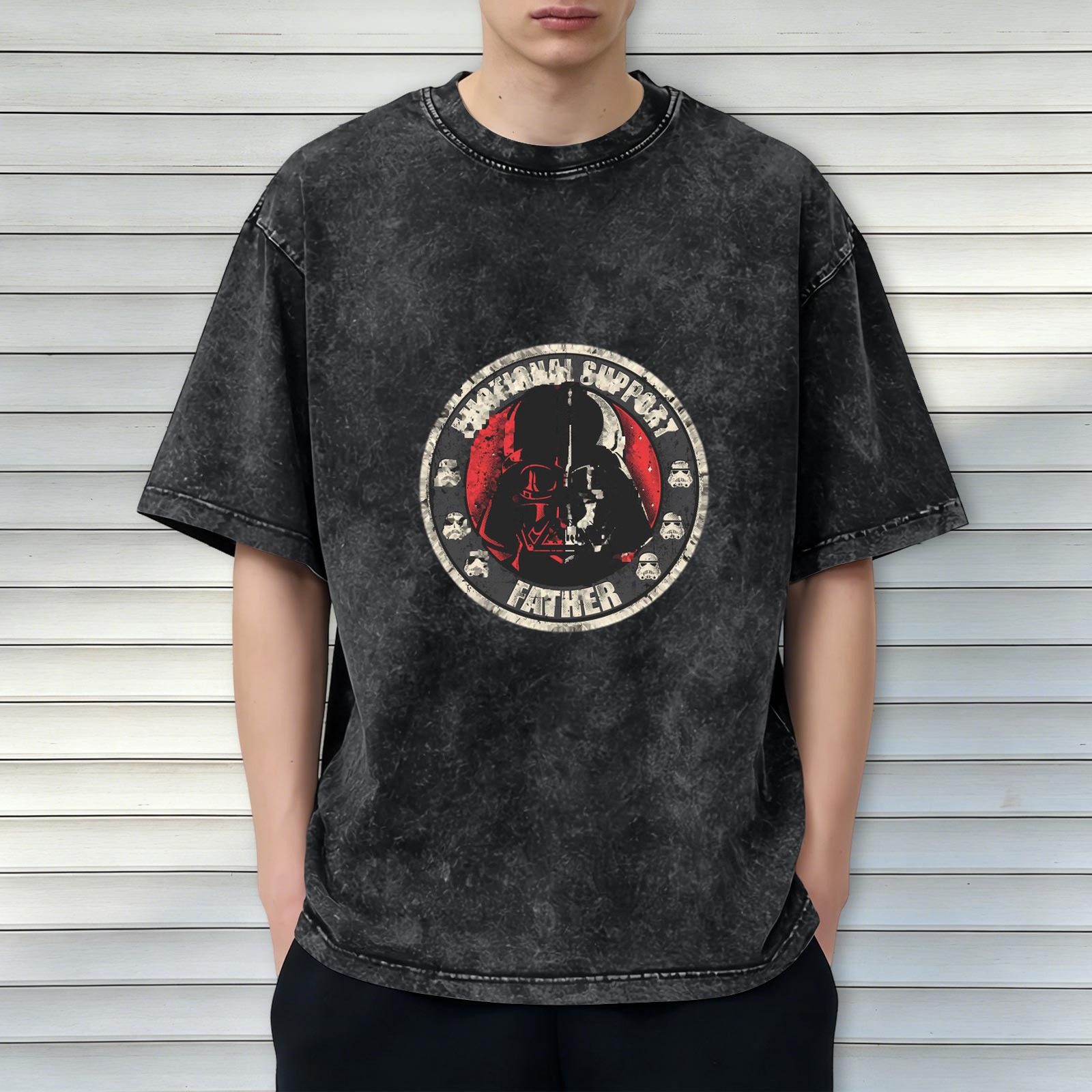 Star Wars Darth Vader Emotional Support Father Acid Wash T-Shirt