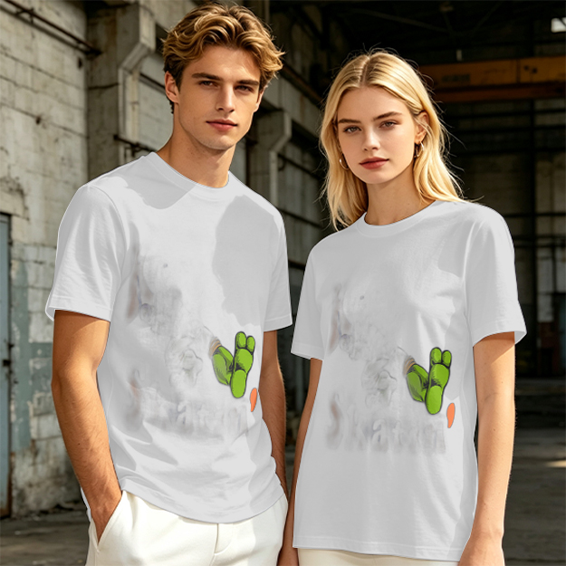 Olive Green T-Shirt With Cartoon Frog Feet Print