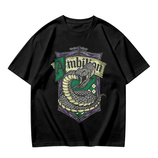 Olive Green Slytherin Ambition Snake Crest Graphic T-Shirt